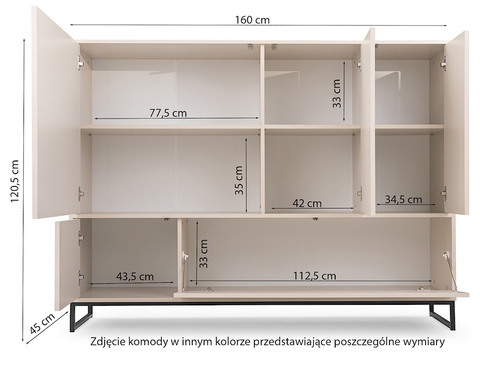 Komoda Kummira 160 cm butelkowa zieleń  - zdjęcie 5