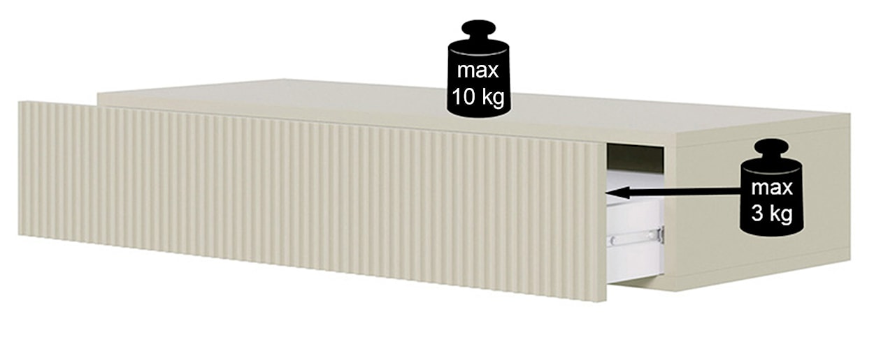 Konsola Veldio z frezowanym frontem i szufladą 90 cm Czarna wisząca  - zdjęcie 9