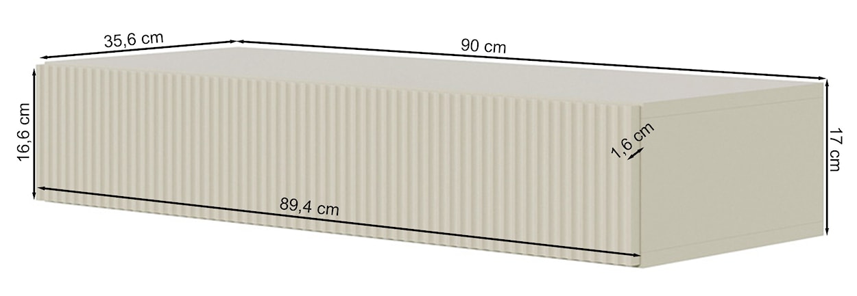 Konsola Veldio z frezowanym frontem i szufladą 90 cm Czarna wisząca  - zdjęcie 7