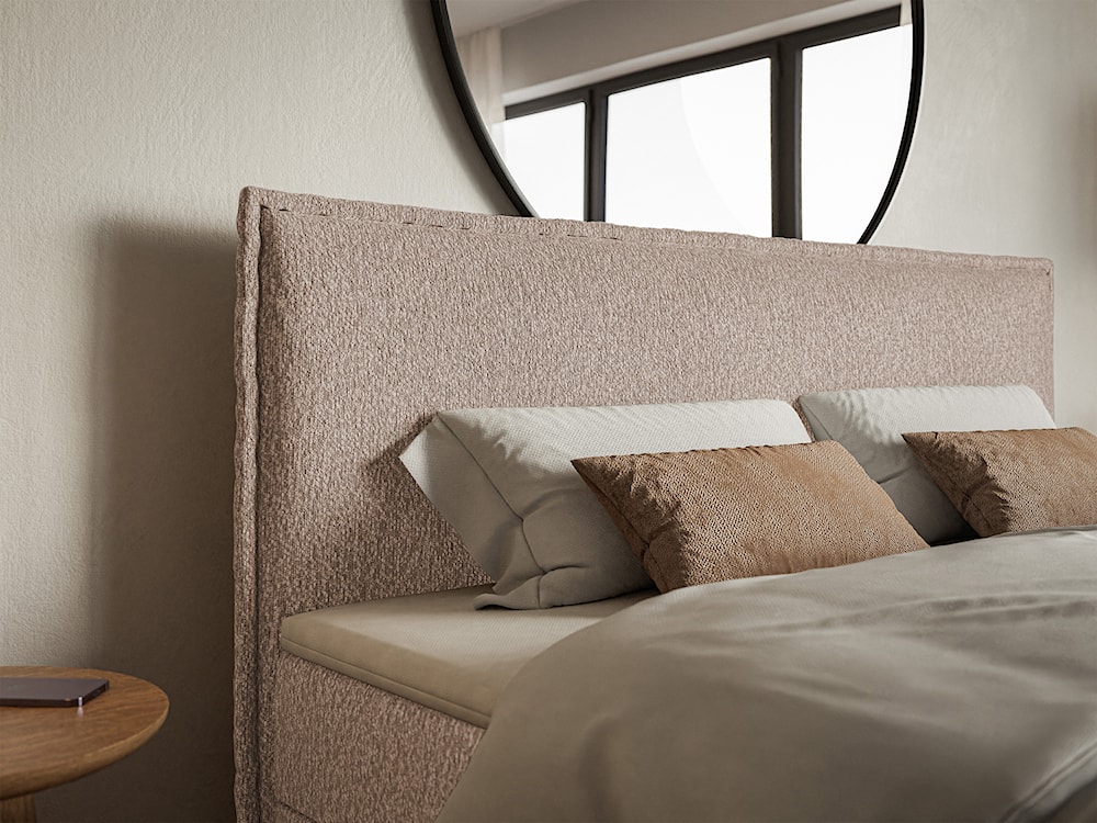 Łóżko kontynentalne 180x200 cm Softie z pojemnikami i topperem ciemnobeżowe szenil   - zdjęcie 4