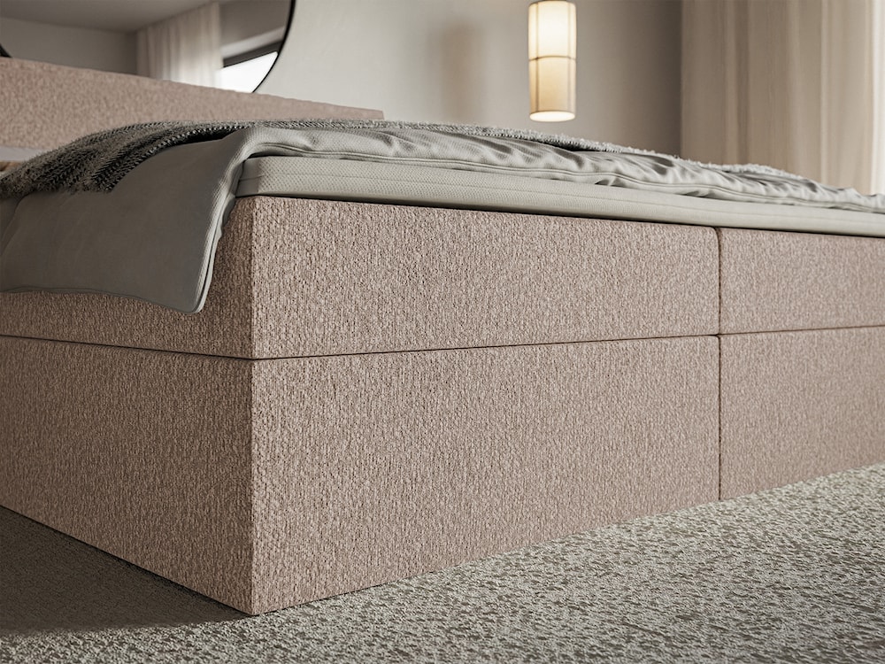 Łóżko kontynentalne 180x200 cm Softie z pojemnikami i topperem ciemnobeżowe szenil   - zdjęcie 5