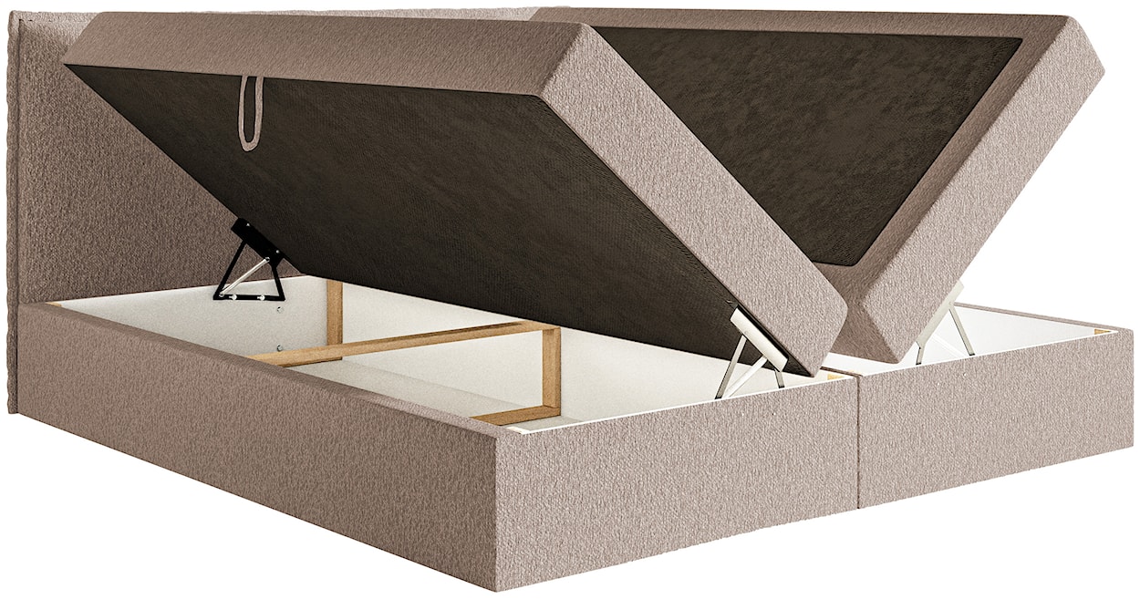 Łóżko kontynentalne 180x200 cm Softie z pojemnikami i topperem ciemnobeżowe szenil   - zdjęcie 6