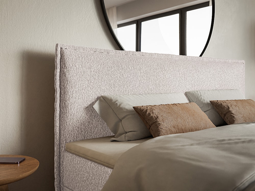 Łóżko kontynentalne 140x200 cm Softie z pojemnikami i topperem beżowe szenil   - zdjęcie 4