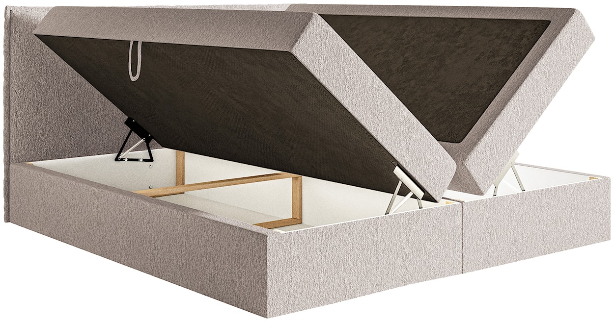 Łóżko kontynentalne 140x200 cm Softie z pojemnikami i topperem beżowe szenil   - zdjęcie 6