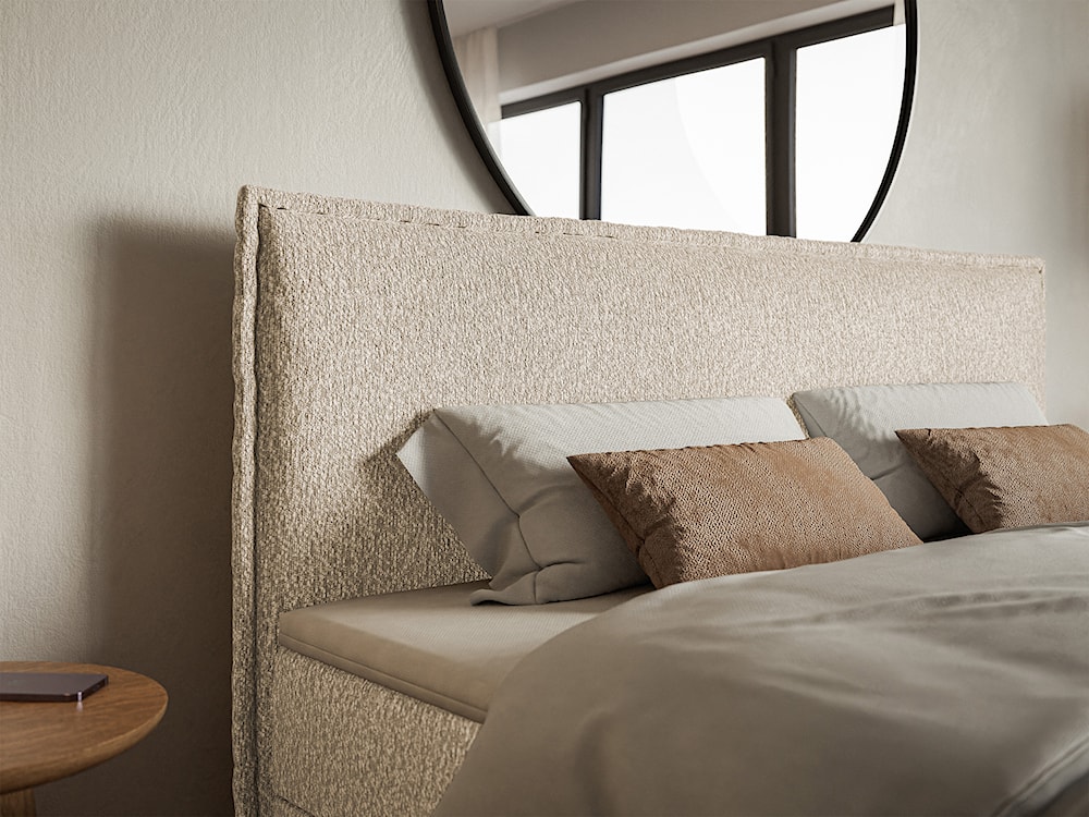 Łóżko kontynentalne 140x200 cm Softie z pojemnikami i topperem jasnobeżowe szenil   - zdjęcie 4