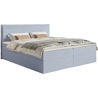 Łóżko kontynentalne 140x200 cm Softie z pojemnikami i topperem błękitne szenil 