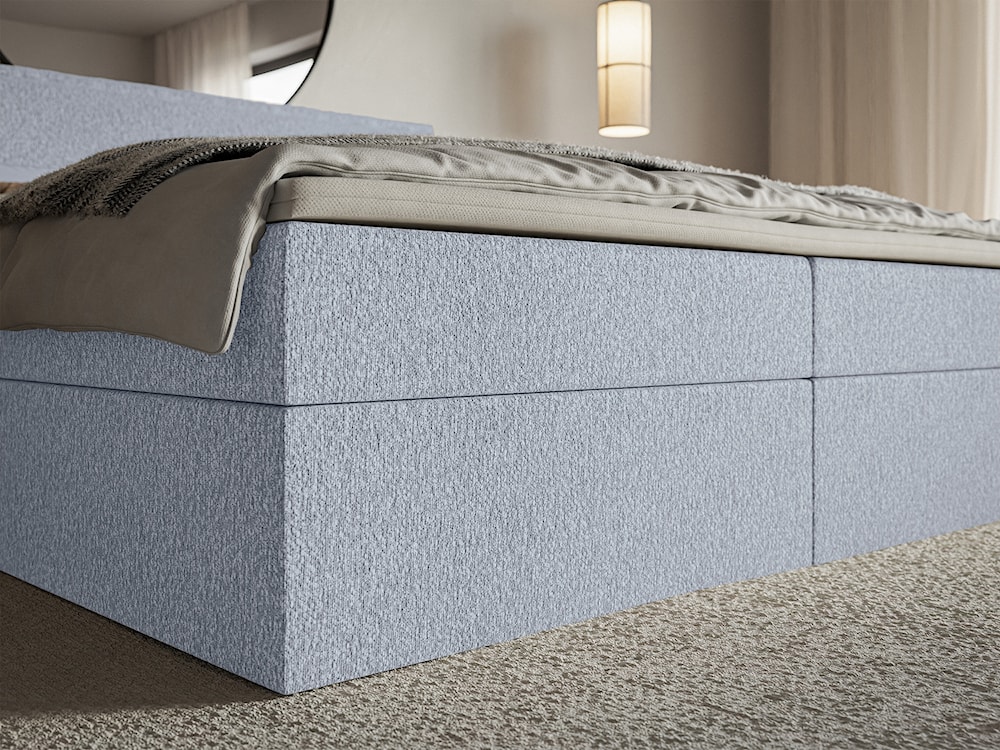 Łóżko kontynentalne 140x200 cm Softie z pojemnikami i topperem błękitne szenil   - zdjęcie 5