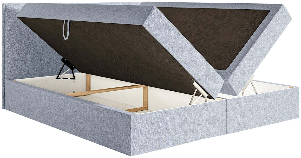 Łóżko kontynentalne 140x200 cm Softie z pojemnikami i topperem błękitne szenil   - zdjęcie 6