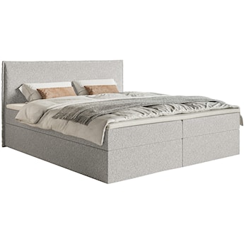 Łóżko kontynentalne 140x200 cm Softie z pojemnikami i topperem jasnoszare szenil 