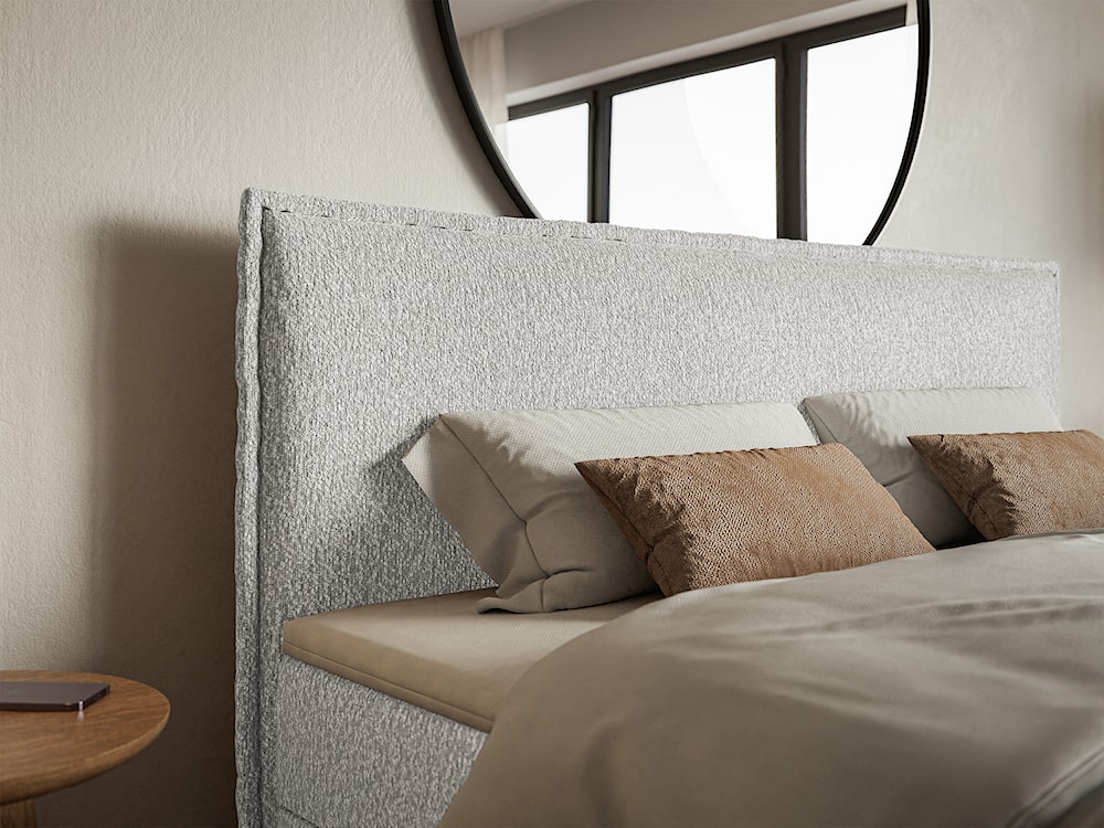 Łóżko kontynentalne 140x200 cm Softie z pojemnikami i topperem jasnoszare szenil   - zdjęcie 4