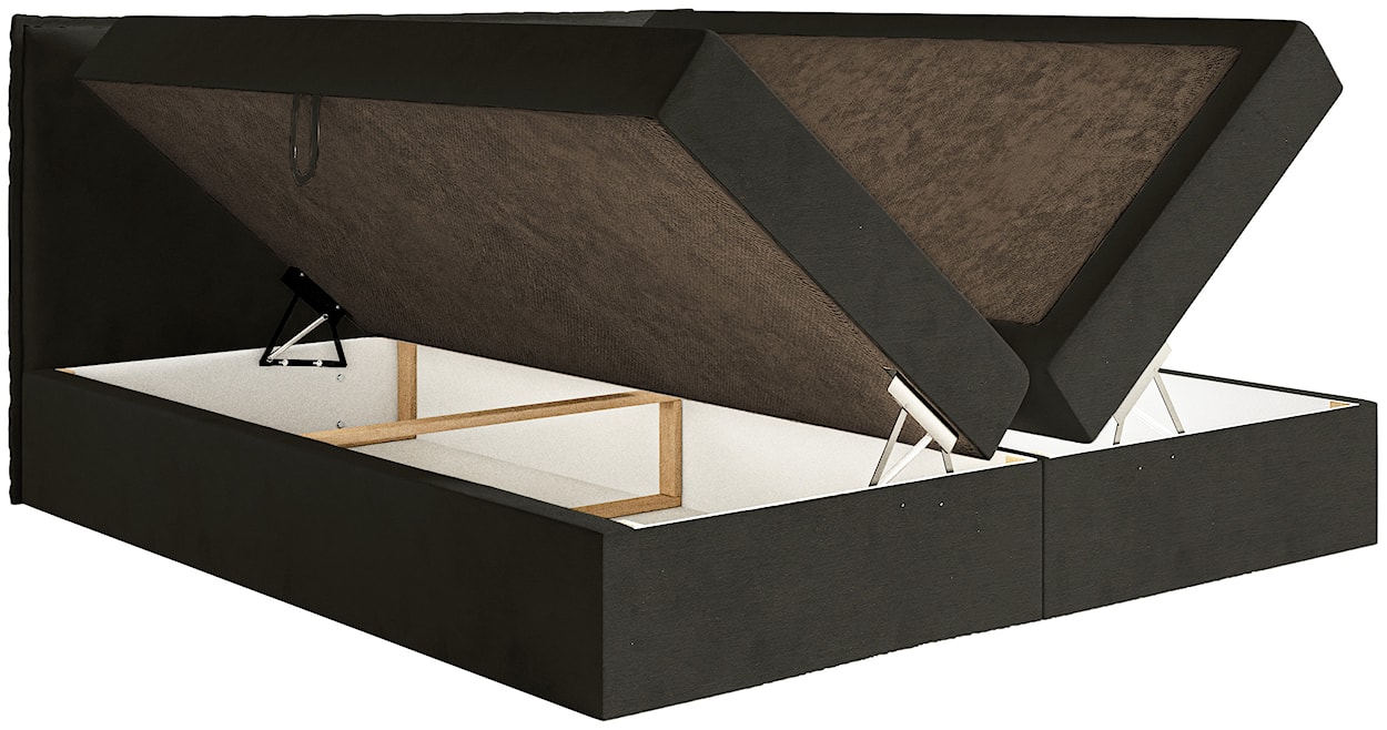 Łóżko kontynentalne 180x200 cm Softie z pojemnikami i topperem ciemnozielone welur hydrofobowy   - zdjęcie 6