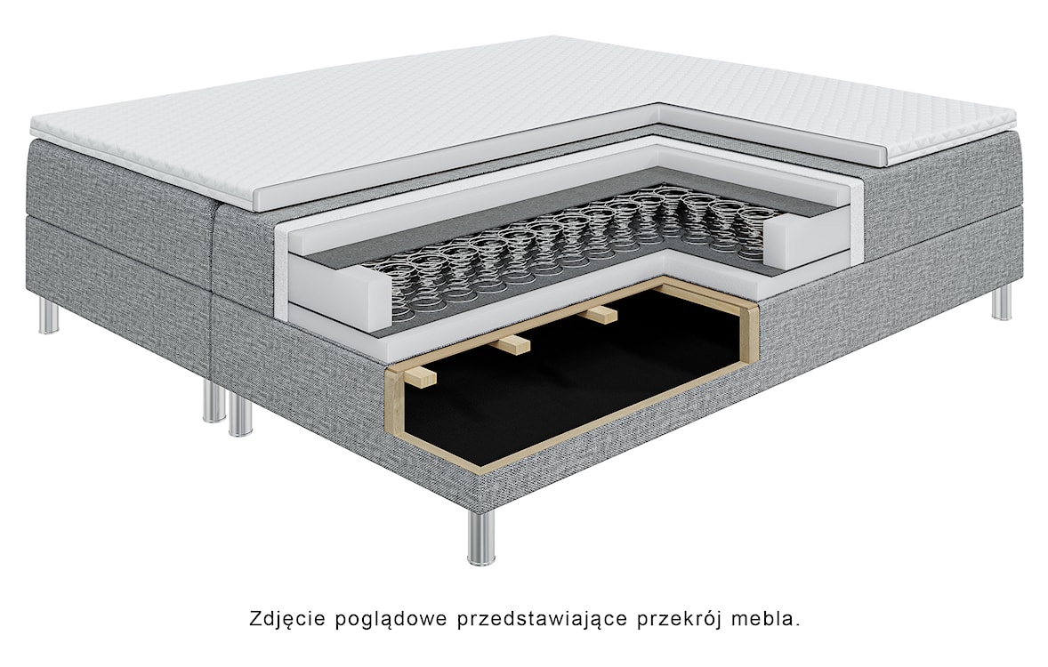 Łóżko kontynentalne 180x200 cm Korello z dwoma pojemnikami eukaliptusowe welur hydrofobowy  - zdjęcie 5