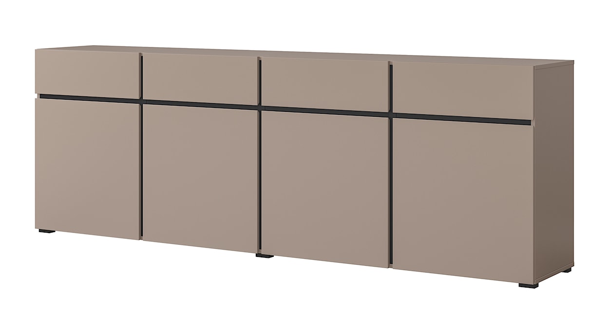 Komoda Kruzoe 78 cm z czterema szufladami i czterema szafkami beżowa