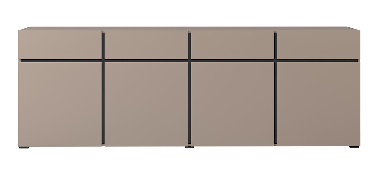 Komoda Kruzoe 78 cm z czterema szufladami i czterema szafkami beżowa  - zdjęcie 5