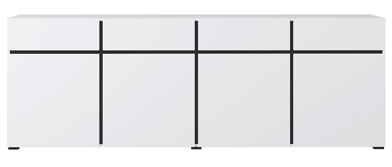 Komoda Kruzoe 78 cm z czterema szufladami i czterema szafkami biała  - zdjęcie 5