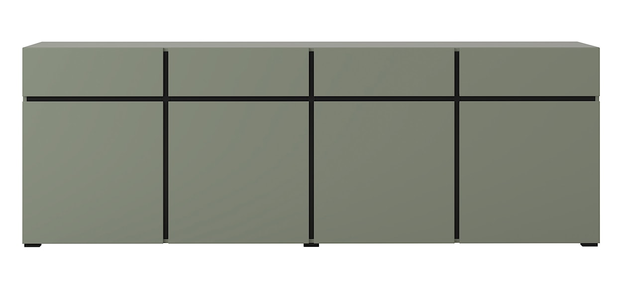 Komoda Kruzoe 78 cm z czterema szufladami i czterema szafkami zielona  - zdjęcie 5