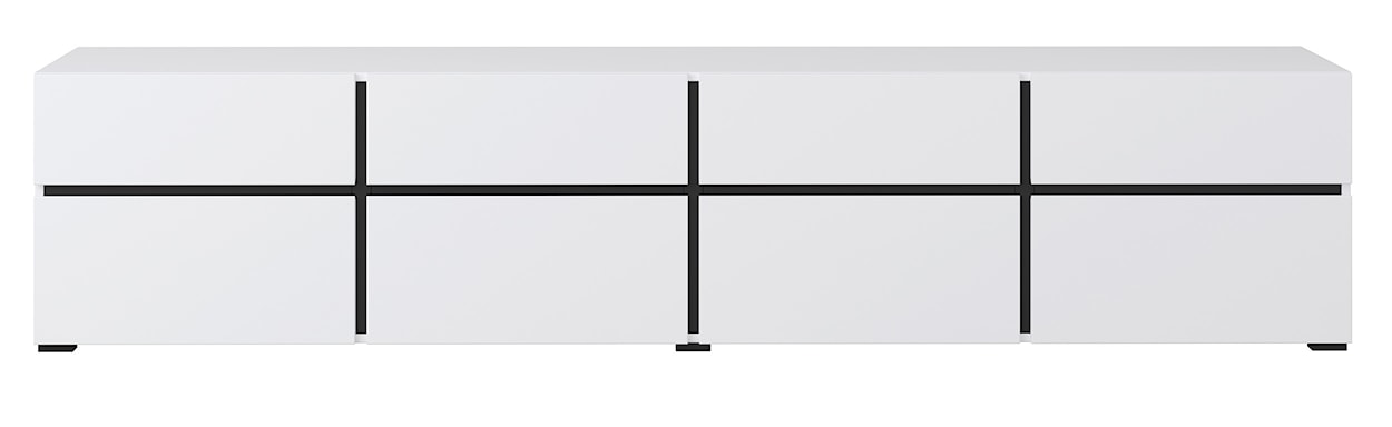 Komoda Kruzoe 48 cm z czterema szufladami i czterema szafkami biała  - zdjęcie 5