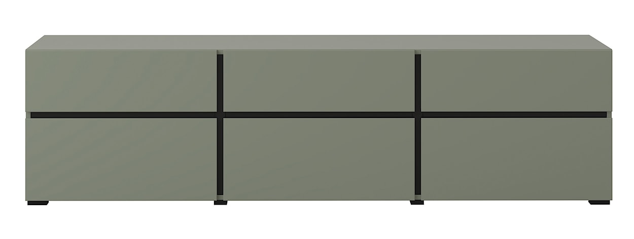 Komoda Kruzoe 48 cm z trzema szufladami i trzema szafkami zielona  - zdjęcie 5