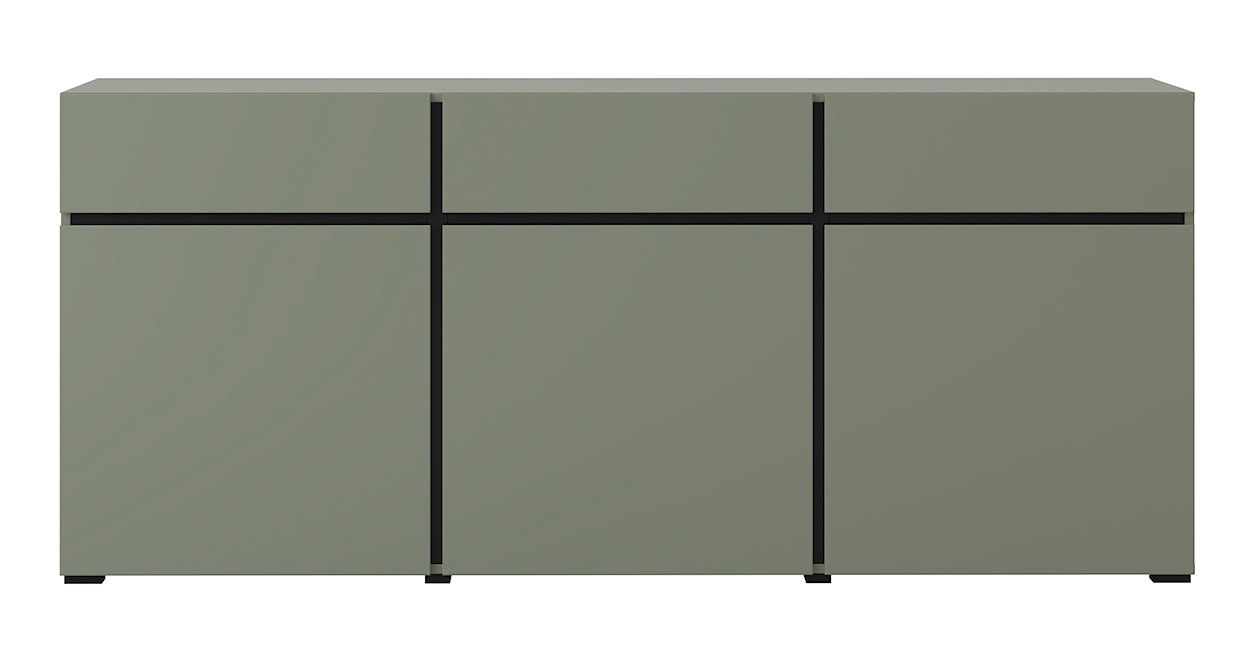 Komoda Kruzoe 78 cm z trzema szufladami i trzema szafkami zielona  - zdjęcie 5