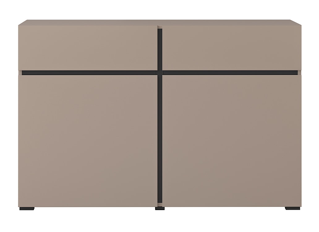 Komoda Kruzoe 78 cm z dwiema szufladami i dwiema szafkami beżowa  - zdjęcie 5