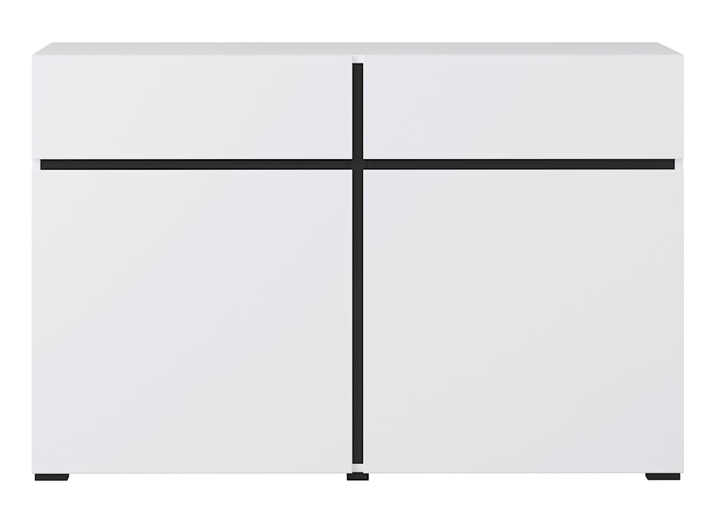 Komoda Kruzoe 78 cm z dwiema szufladami i dwiema szafkami biała  - zdjęcie 5