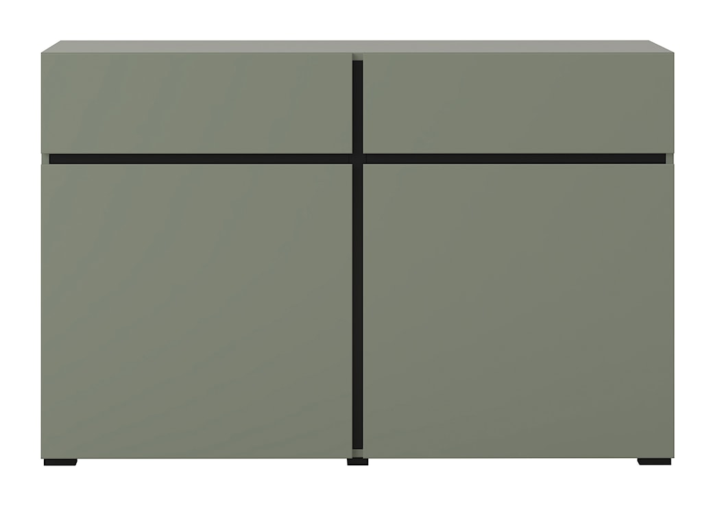 Komoda Kruzoe 78 cm z dwiema szufladami i dwiema szafkami zielona  - zdjęcie 5