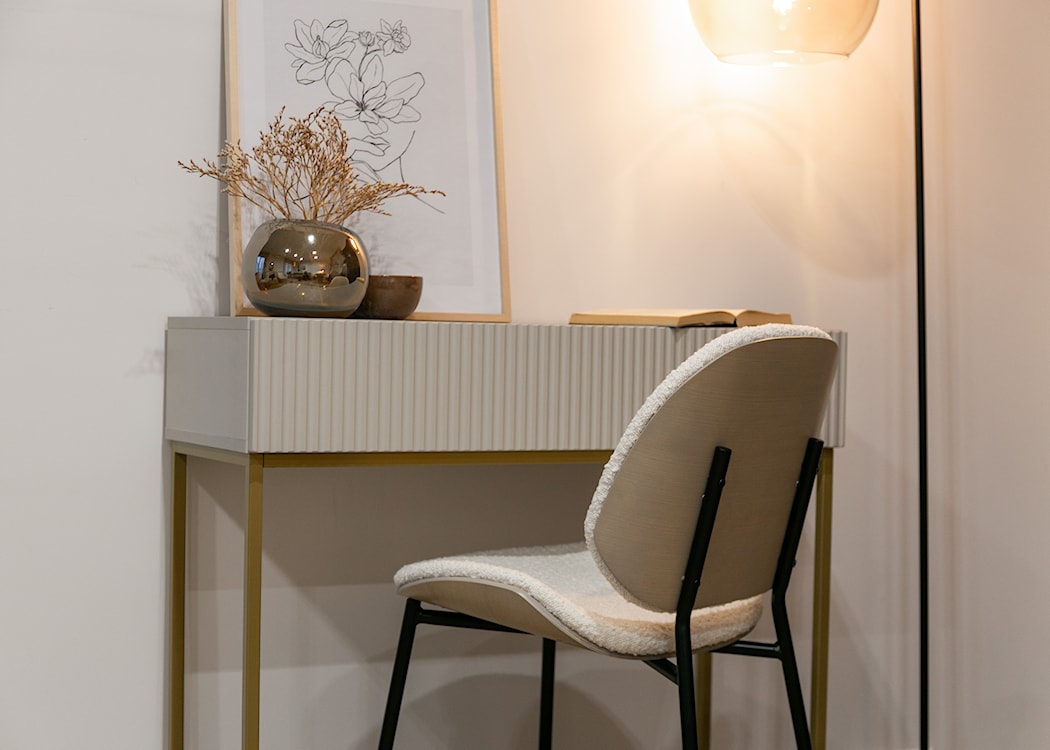 Krzesło tapicerowane Jazzlen na czarnych nogach boucle biały / dąb bielony  - zdjęcie 12