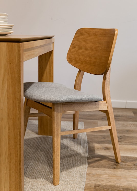 Krzesło drewniane Diates dąb naturalny/szare  - zdjęcie 5