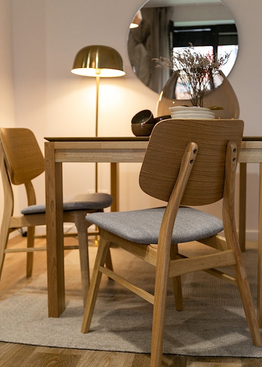Krzesło drewniane Diates dąb naturalny/szare  - zdjęcie 7