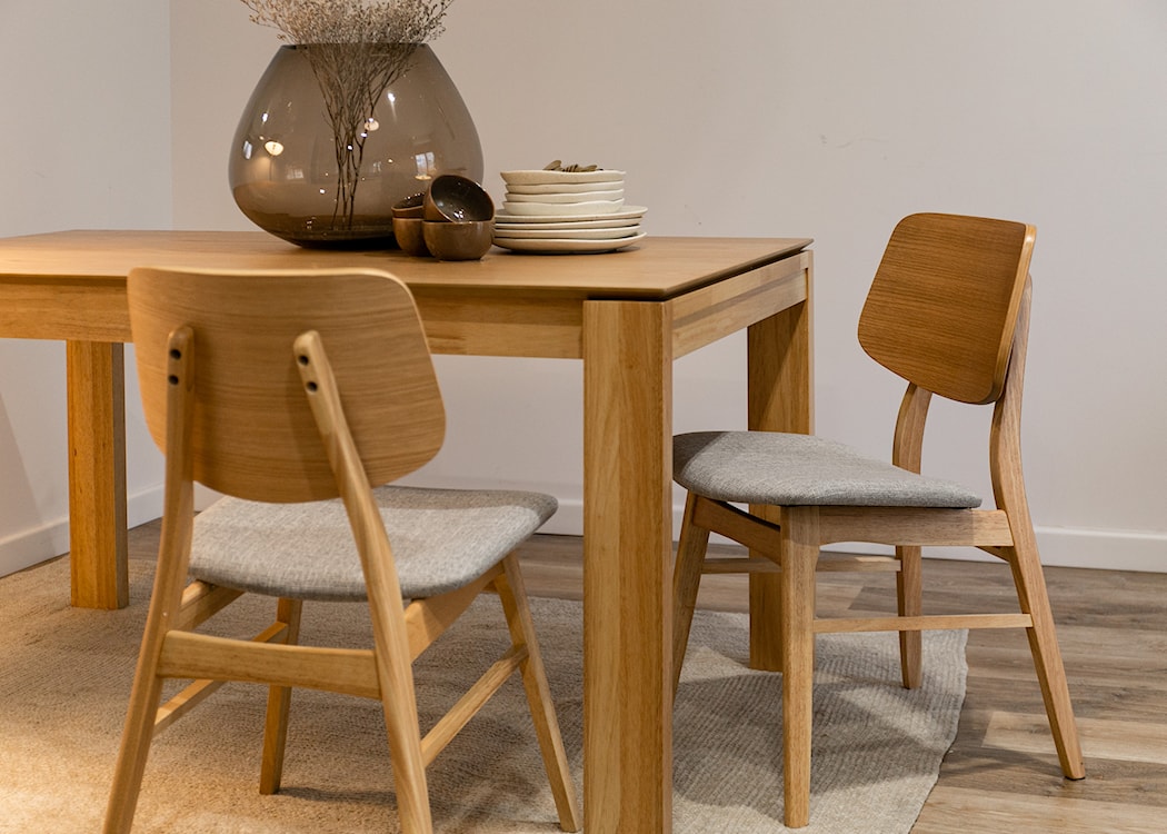 Krzesło drewniane Diates dąb naturalny/szare  - zdjęcie 3