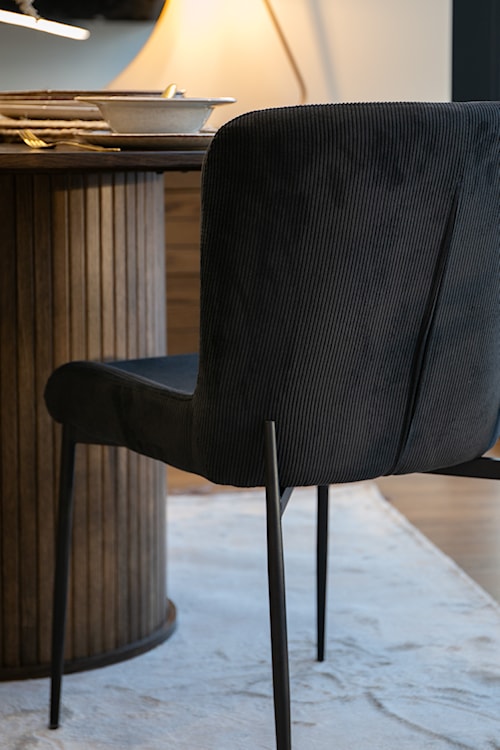 Krzesło tapicerowane Neul antracytowy sztruks na czarnych nogach  - zdjęcie 6