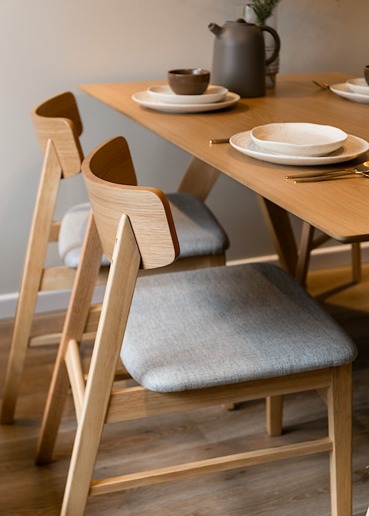 Krzesło drewniane Paraves dąb naturalny/szare  - zdjęcie 5