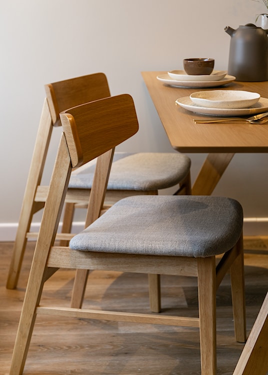 Krzesło drewniane Paraves dąb naturalny/szare  - zdjęcie 13