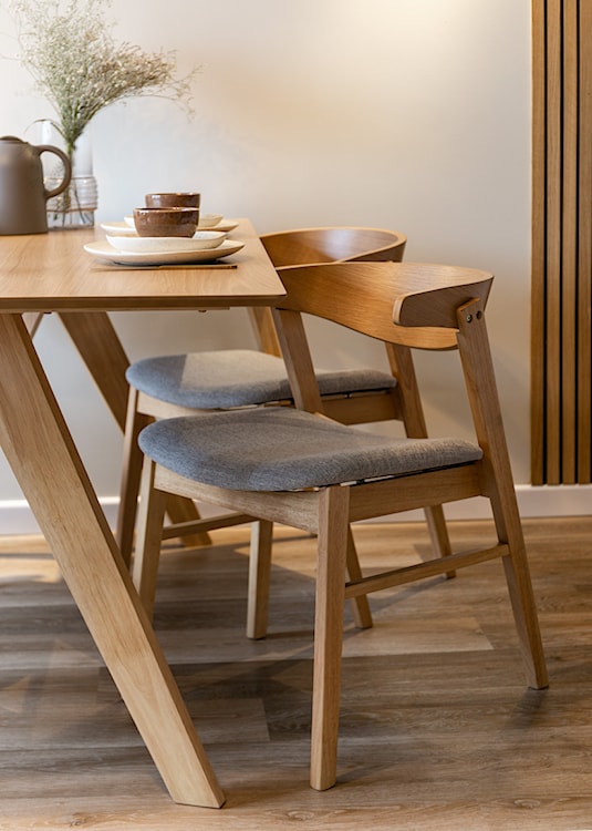 Krzesło drewniane Panize dąb naturalny/szare  - zdjęcie 3