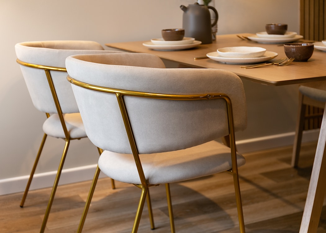 Krzesło tapicerowane Prools beżowe/ złota podstawa  - zdjęcie 5
