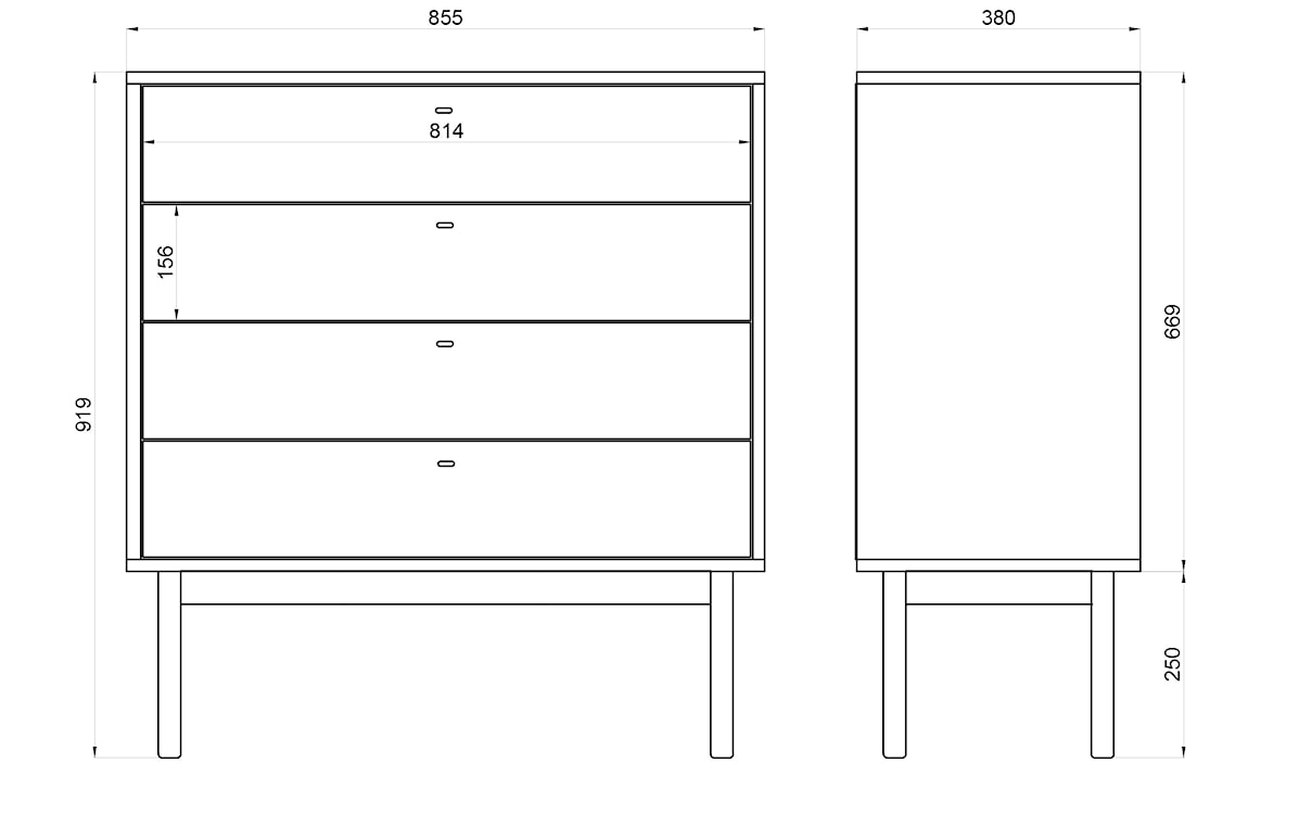 Komoda Olar 84cm czteroszufladowa Orzech Carini naturalny  - zdjęcie 8