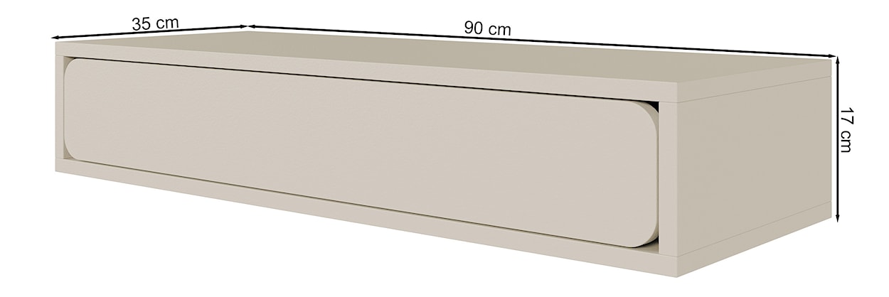 Konsola wisząca Wuwu z jedną szufladą 90 cm szarobeżowa  - zdjęcie 9