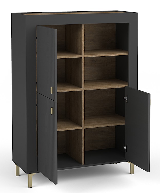 Komoda wysoka Lammila 96 cm czarny / dąb whisky  - zdjęcie 4