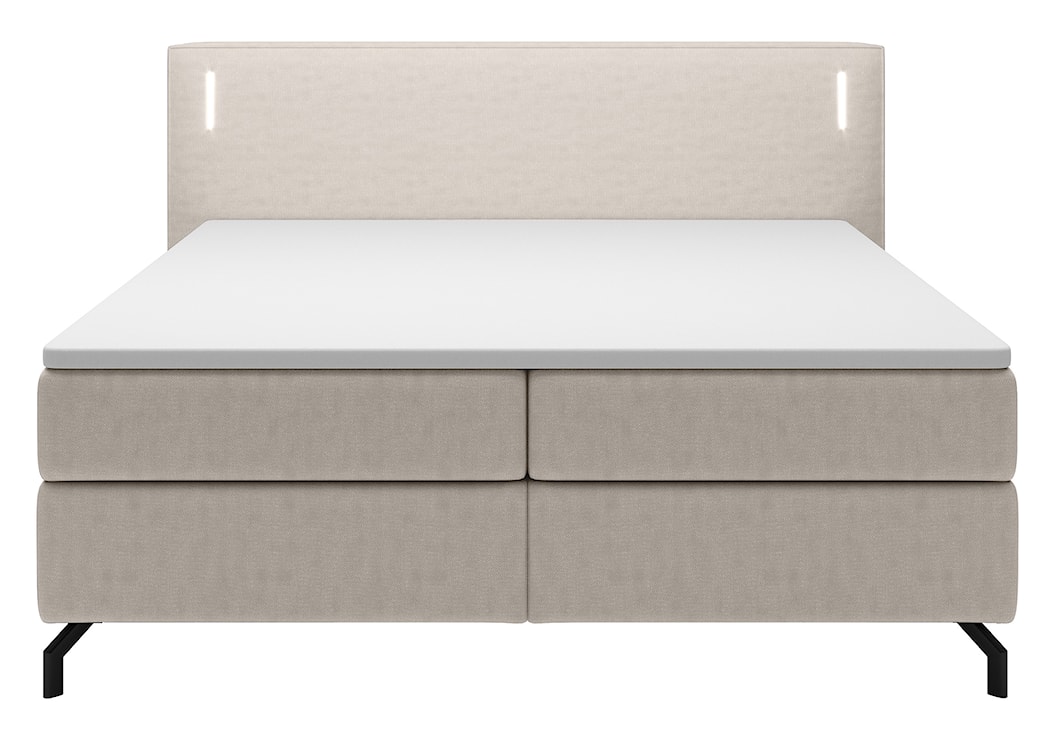 Łóżko kontynentalne Lanko 160x200 cm z topperem jasnobeżowy welur  - zdjęcie 3