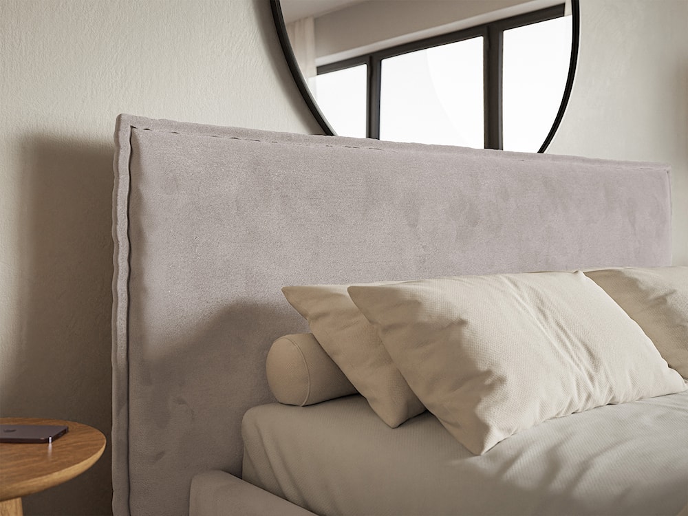 Łóżko tapicerowane 160x200 cm Softie z pojemnikiem szarobrązowe welur hydrofobowy stelaż metalowy  - zdjęcie 4