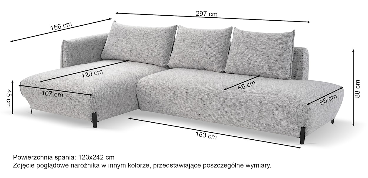 Narożnik z funkcją spania Laresna L-kształtny z pojemnikiem beżowy plecionka lewostronny  - zdjęcie 5