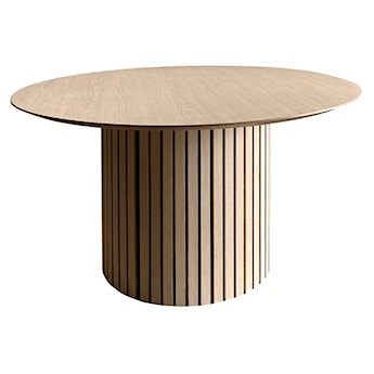 Stół do jadalni Lavirro okrągły drewniany dąb bielony 120 cm