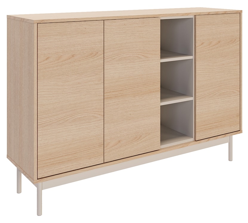 Komoda trzydrzwiowa Layen z trzema wnękami 138 cm dąb lindberg/kaszmir