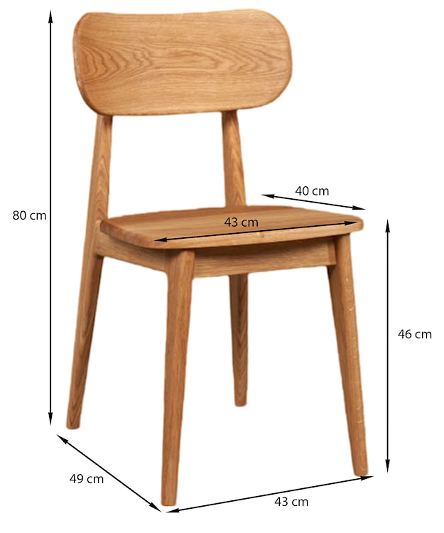 Zestaw dwóch krzeseł drewnianych Paunne dąb naturalny  - zdjęcie 7