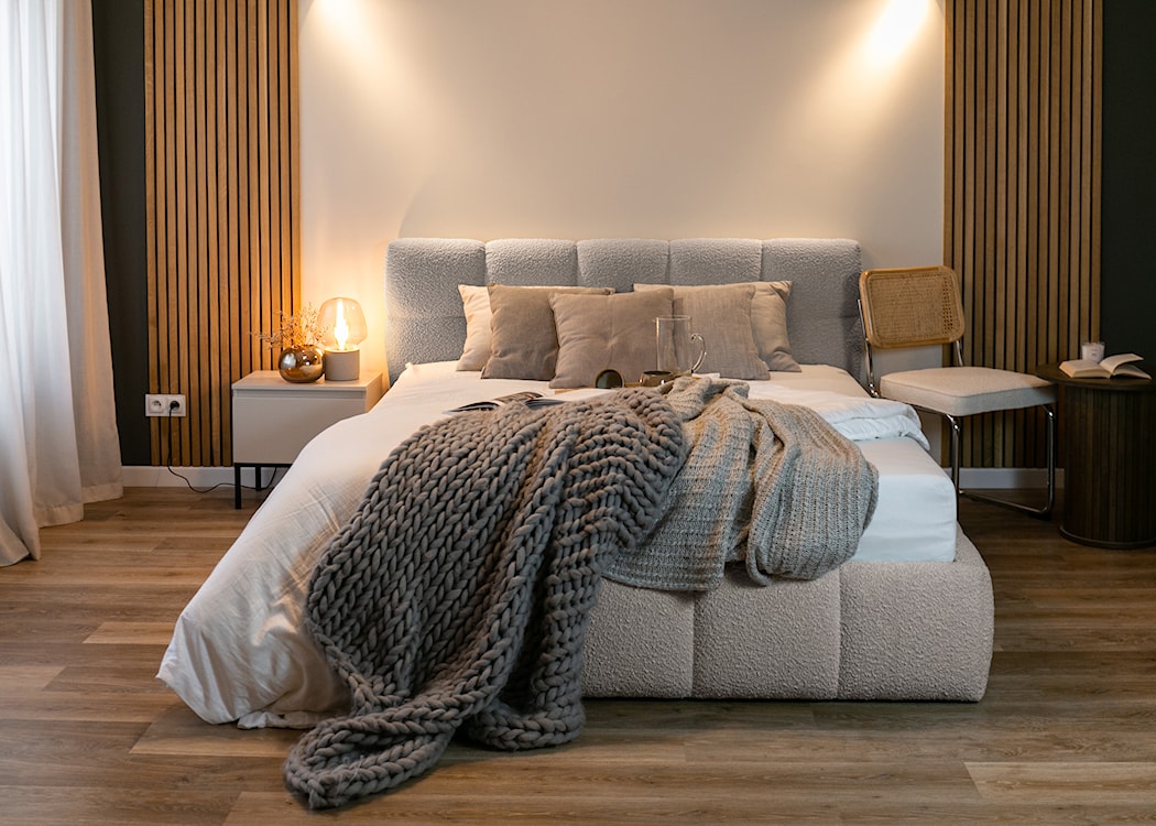 Łóżko tapicerowane 160x200 cm Cloudy z pojemnikiem jasnoszare boucle  - zdjęcie 3
