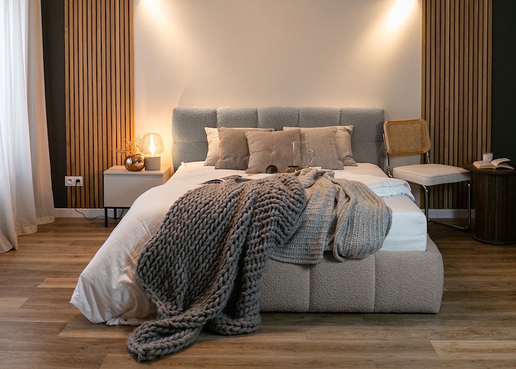 Łóżko tapicerowane 160x200 cm Cloudy z pojemnikiem szare boucle  - zdjęcie 3
