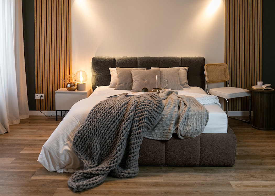 Łóżko tapicerowane 140x200 cm Cloudy z pojemnikiem brązowe boucle  - zdjęcie 3