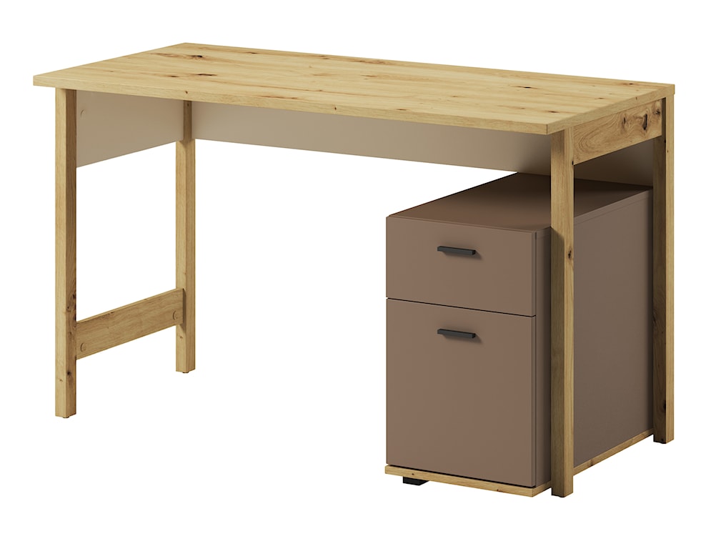 Biurko młodzieżowe Lenny z kontenerkiem dąb artisan, beż, truflowy 