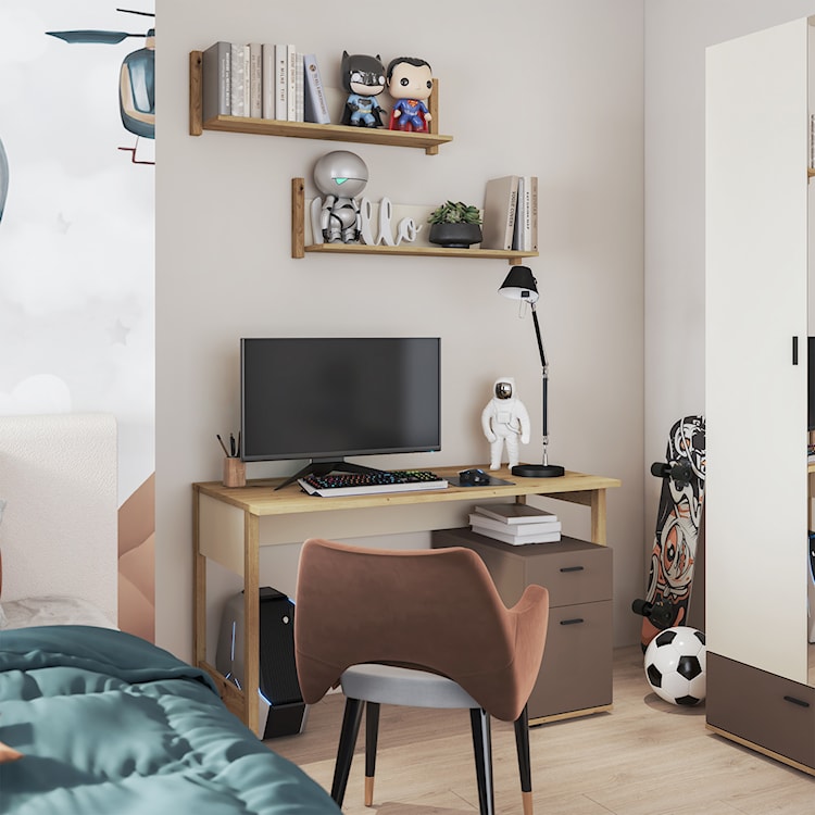 Biurko młodzieżowe Lenny z kontenerkiem dąb artisan, beż, truflowy  - zdjęcie 4