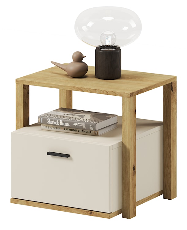 Stolik nocny młodzieżowy Lenny z szufladą dąb artisan, beż, truflowy  - zdjęcie 3